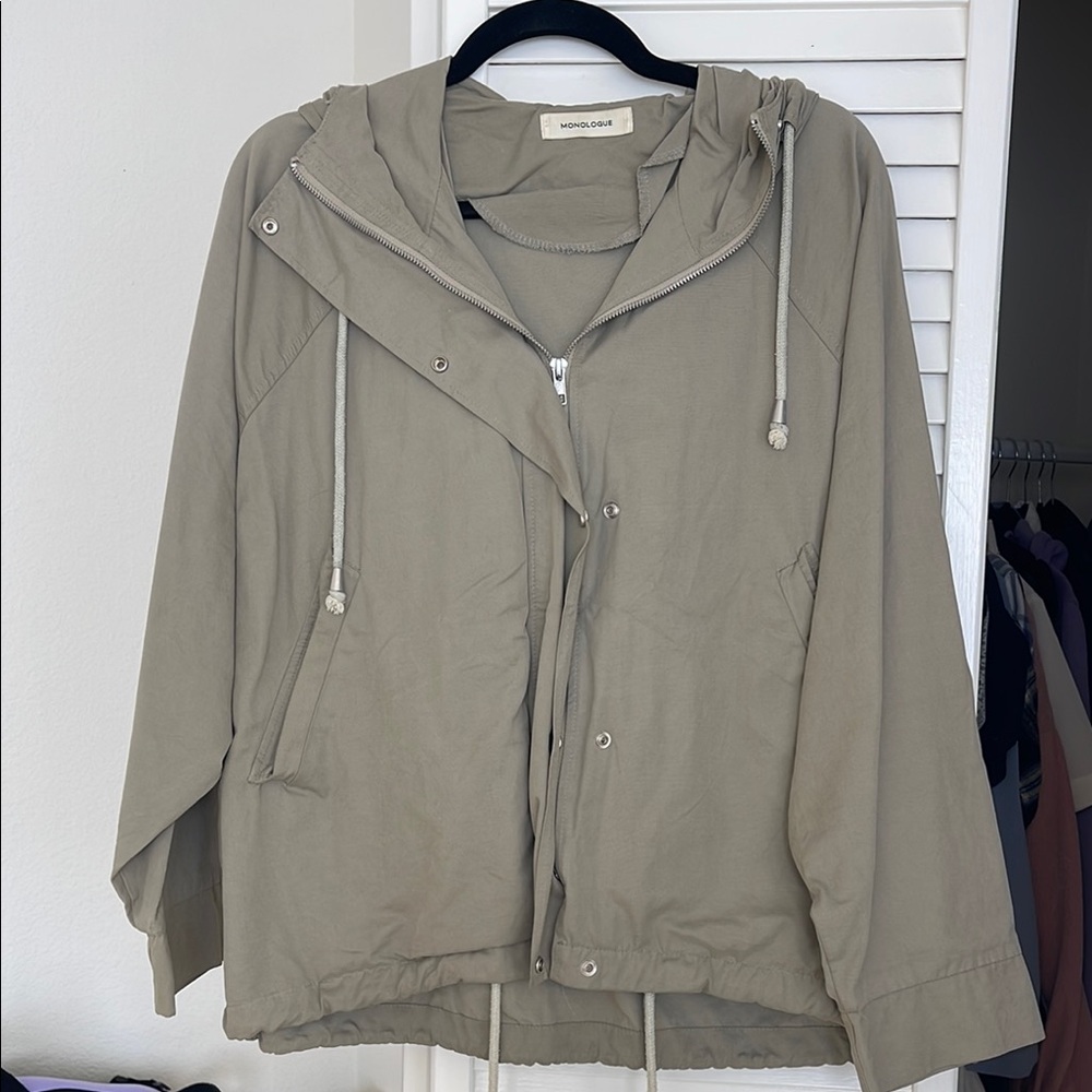 Casual Khaki Hooded Jacket